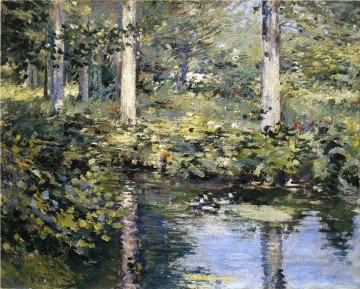 El paisaje impresionista de Duck Pond Theodore Robinson Pinturas al óleo